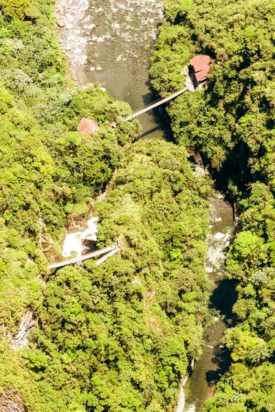 Pailon Del Diablo Waterfall Aerial Shot — Stock Photo, Image