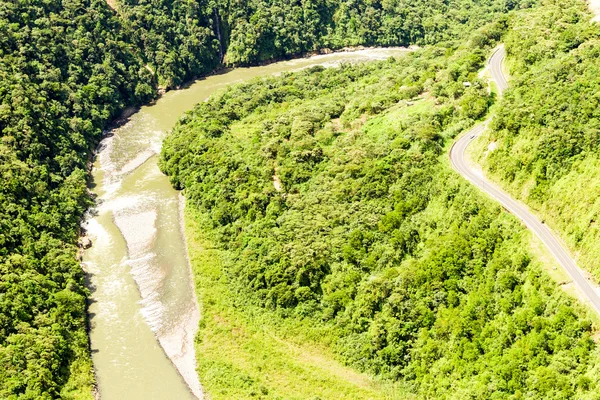 Pastaza River And Panamericana Road Aerial Shot — Stock Photo, Image