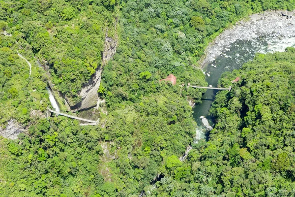 Pailon Del Diablo Waterfall Aerial Shot — Stock Photo, Image