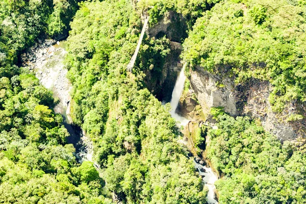 Pailon Del Diablo Waterfall Aerial Shot — Stock Photo, Image