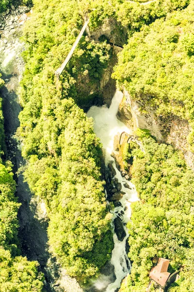 Pailon Del Diablo Waterfall Aerial Shot — Stock Photo, Image