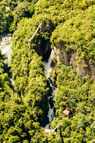 Pailon Del Diablo vodopád letecký snímek — Stock fotografie