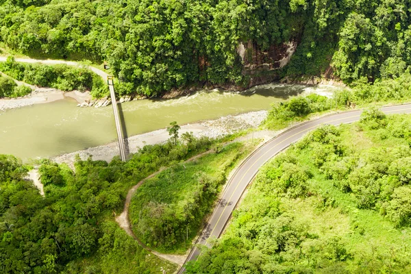 Pastaza River And Panamericana Road Aerial Shot — Stock Photo, Image