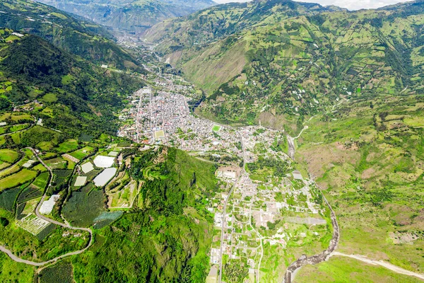 Banos De Agua Santa Aerial Shot View From E To W — Stock Photo, Image