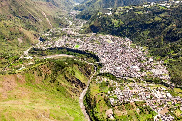 Banos De Agua Santa Viewed From W To E Aerial Shot — Stock Photo, Image