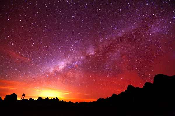 Milky Way Galaxy Long Night Exposure — Stock Photo, Image
