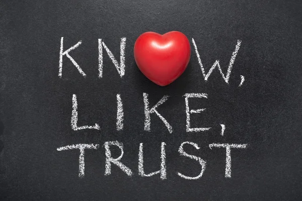 Know, like, trust heart — стоковое фото