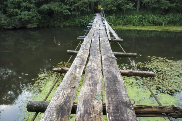 Houten touwbrug — Stockfoto