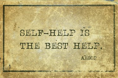 Self-help is the best help - famous ancient Greek story teller Aesop quote printed on grunge vintage cardboard clipart
