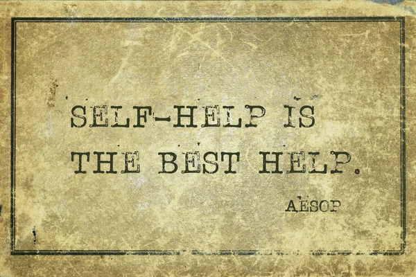 Self-help is the best help - famous ancient Greek story teller Aesop quote printed on grunge vintage cardboard