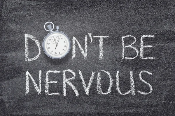 Nervous Phrase Written Chalkboard Vintage Precise Stopwatch Used Instead — Stock Photo, Image