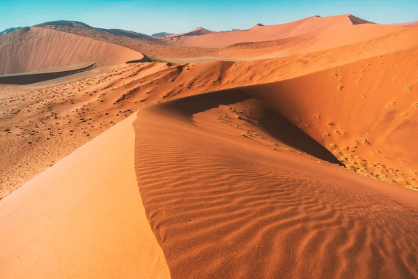 Strahlend Sonniger Tag Den Roten Sanddünen Des Sossusvlei Tals Namibia — Stockfoto