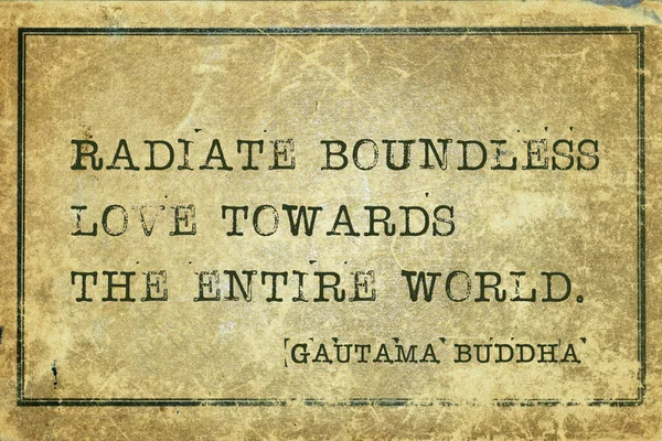 Radiate Boundless Love Entire World Famous Buddha Quote Printed Grunge — Stock Photo, Image