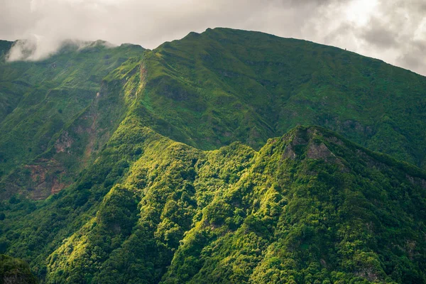 Groene Bergkammen Van Het Eiland Madeira Bewolkte Dag — Stockfoto
