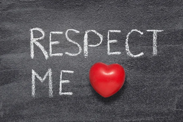 Respect Moi Phrase Écrite Sur Tableau Avec Coeur Rouge Symbo — Photo