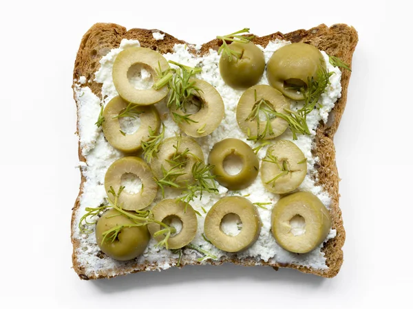 Olives toast — Stock Photo, Image