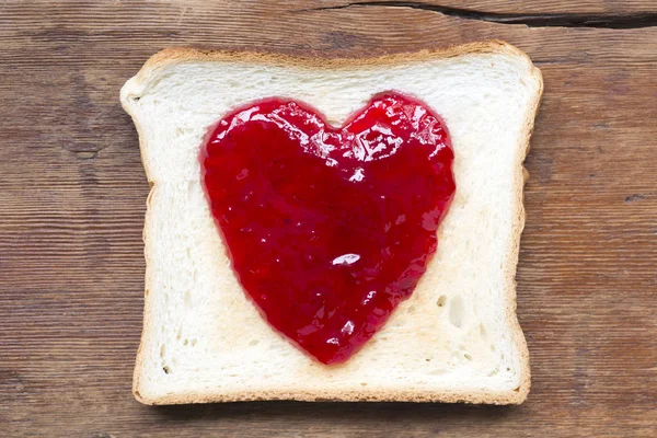 Jam toast on wood — Stock Photo, Image