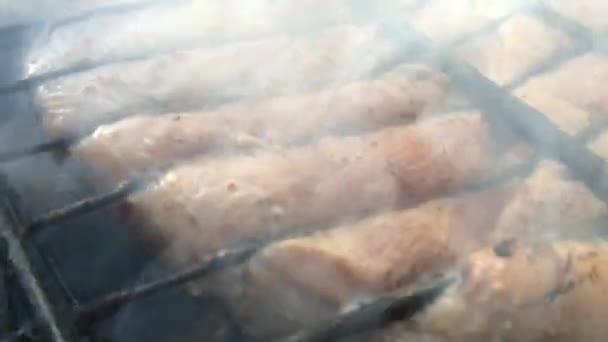 Barbecue Rauchen Nahaufnahme — Stockvideo