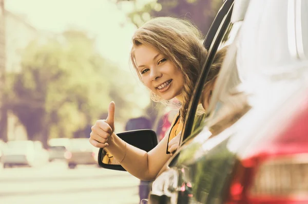 Woman in car — Stock Photo, Image