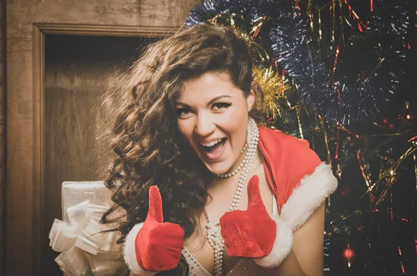 Beautiful xmass brunette — Stock Photo, Image