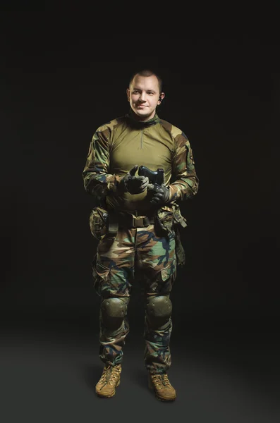 NATO soldier in full gear. — Stock Photo, Image