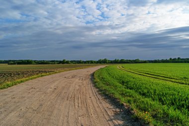 Kara yolu ile tarımsal alanlar.