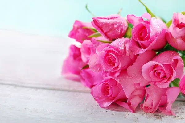 Bunch of pink roses and space for text — Stock Photo, Image