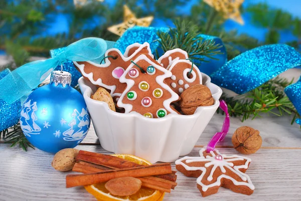 Natale nature morte con biscotti di pan di zenzero — Foto Stock