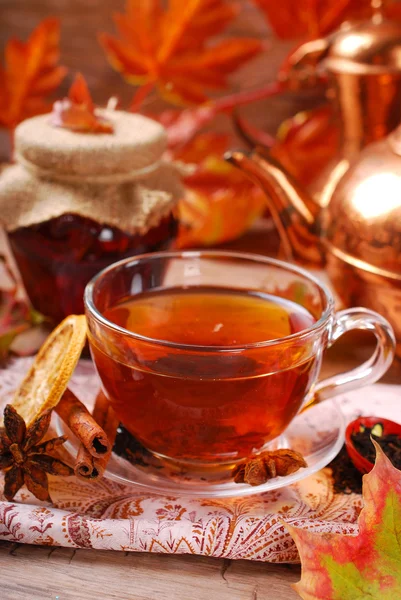 Autumn tea with spices and honey — Stock Photo, Image