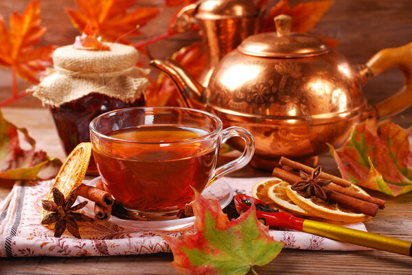 autumn tea with spices and honey