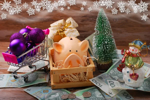 Geld für Weihnachtseinkäufe — Stockfoto