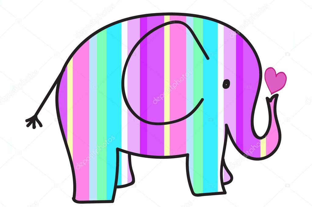 pastel colors stripes elephant