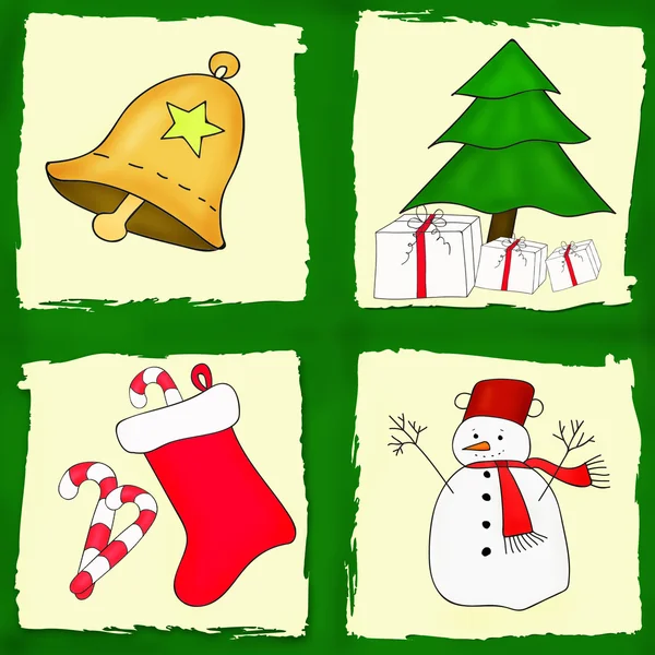 Christmas card set with four pictures — Stock Photo, Image