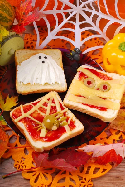 Funny sandwiches for halloween — Stock Photo, Image