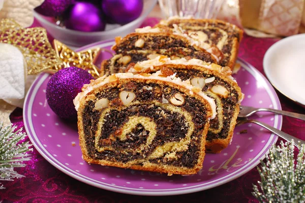 Poppy seed cake for christmas — Stock Photo, Image