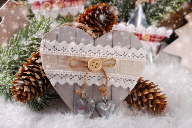 Noel dekorasyon ahşap kalp ile 