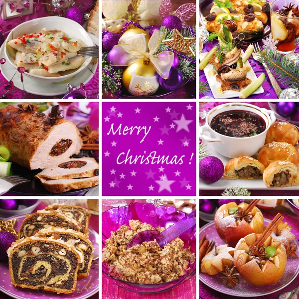Collage met traditionele kerst gerechten — Stockfoto