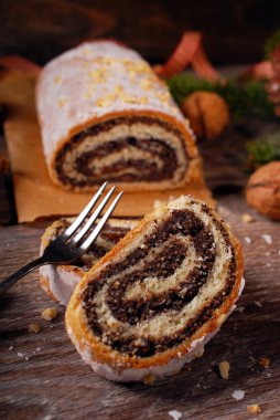 geleneksel Noel haşhaş tohum kek ahşap tablo