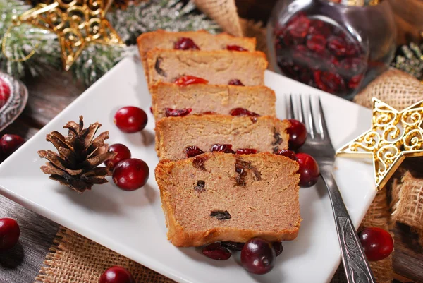 Goose pate with cranberries for christmas — Stock Photo, Image