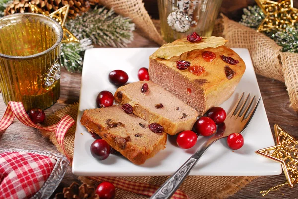 Goose pate with cranberries for christmas — Stock Photo, Image