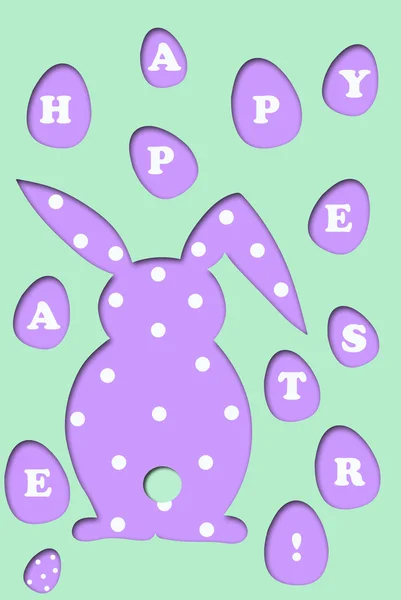 Carta pasquale con forma di coniglio e uova — Foto Stock