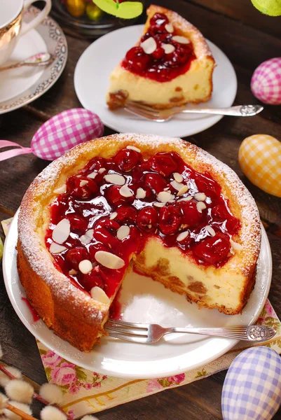 Cherry cheesecake-Húsvét — Stock Fotó