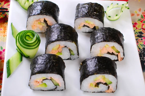 Sushi with salmon and avocado — Stock Photo, Image