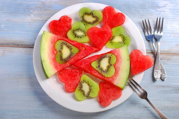 Liebe Kiwi und Wassermelone — Stockfoto