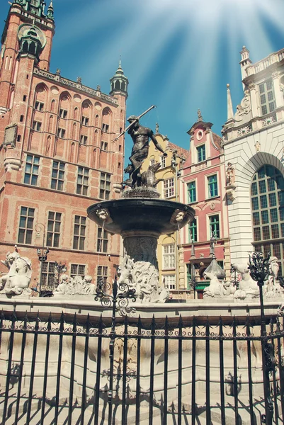 Neptune fountain in Gdansk — Stock Photo, Image
