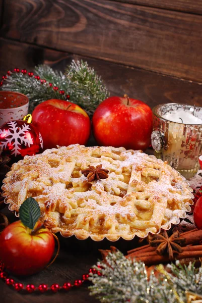 Tarta de manzana para Navidad — Foto de Stock