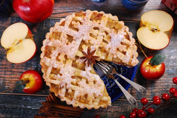 Pastel de manzana de Navidad casero — Foto de Stock