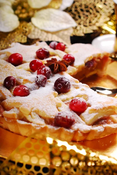 Tarta de manzana de Navidad con arándano en estilo glamour — Foto de Stock