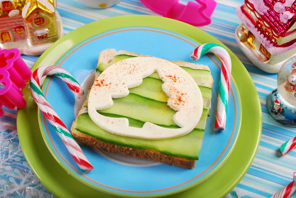 Christmas tree shape sandwich for kids — Stock Photo, Image