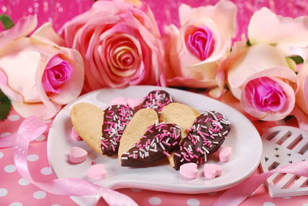 Valentines cookies in heart shape — Stock Photo, Image